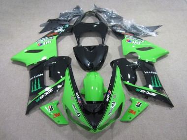 Preto Verde 3M Touch4 Monster Carenagem Moto Kawasaki ZX6R 05-06