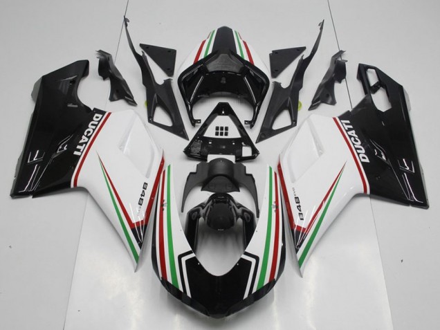 Preto Verde & Branco Carenagem Moto Ducati 848 1098 1198 07-14 Preto Verde & Branco Carenagem Moto Ducati 848 1098 1198 07-14