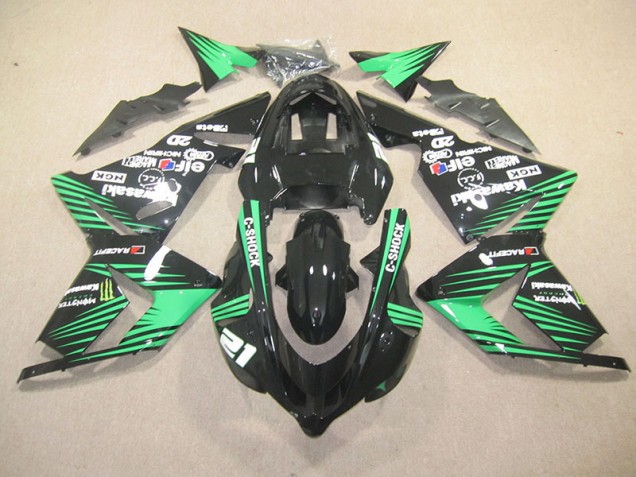Preto Verde C-Shock Monster Carenagem Moto Kawasaki ZX10R 03-05