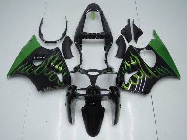 Preto & Verde Chama Carenagem Moto Kawasaki ZX6R 00-02