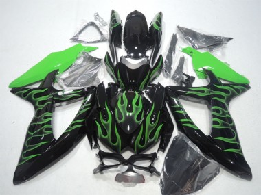 Preto Verde Chama Carenagem Moto Suzuki GSXR 600 K8 08-10