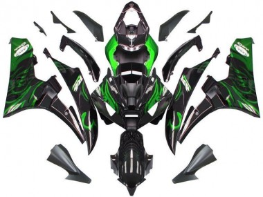 Preto Verde Chama Carenagem Moto Yamaha R6 06-07