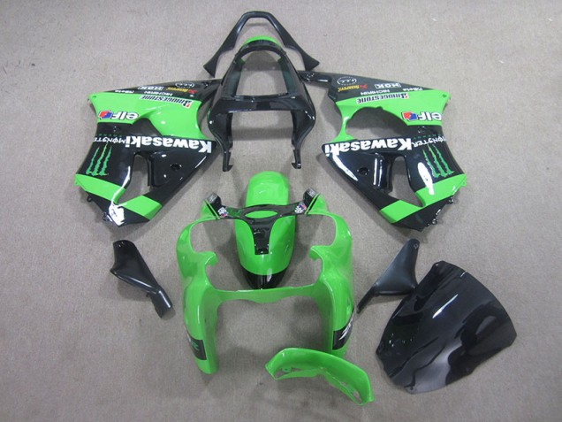 Preto Verde Monster Carenagem Moto Kawasaki ZX6R 00-02 Preto Verde Monster Carenagem Moto Kawasaki ZX6R 00-02