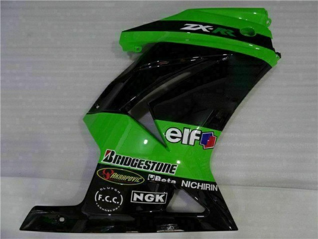 Preto Verde Moto Plástico Kawasaki EX250 08-12 Preto Verde Moto Plástico Kawasaki EX250 08-12