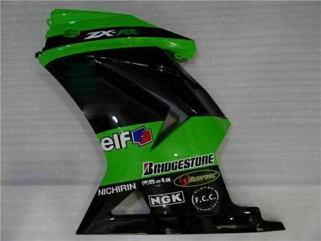 Preto Verde Moto Plástico Kawasaki EX250 08-12 Preto Verde Moto Plástico Kawasaki EX250 08-12