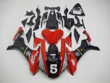 Preto Vermelho 5 Carenagem Moto Yamaha R1 15-19
