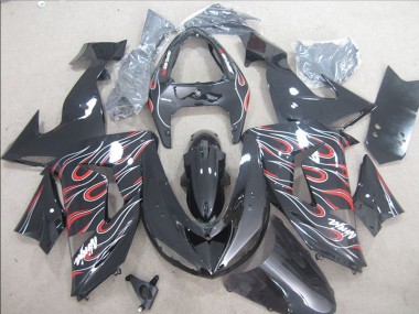 Preto Vermelho Branco Chama Ninja Carenagem Moto Kawasaki ZX10R 06-07