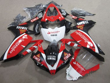 Preto Vermelho Branco Santander Carenagem Moto Yamaha R1 07-08