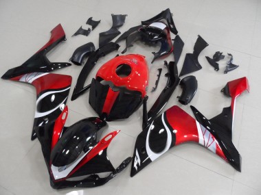 Preto Vermelho Brilhante Carenagem Moto Yamaha R1 07-08