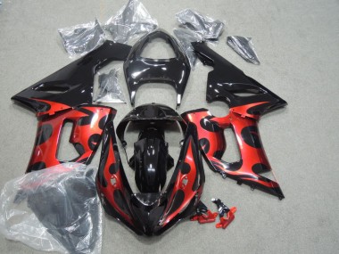 Preto Vermelho Carenagem Moto Kawasaki ZX6R 05-06