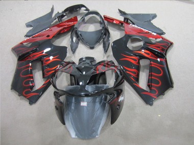Preto Vermelho Chama Abs Kits Completos Carenagem Moto Kawasaki ZX6R 07-08