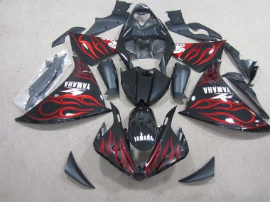 Preto Vermelho Chama Branco Decalque Carenagem Moto Yamaha R1 09-11