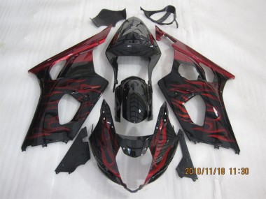 Preto Vermelho Chama Carenagem Moto Suzuki GSXR 1000 K3 03-04