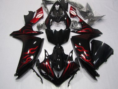 Preto Vermelho Chama Carenagem Moto Yamaha R1 07-08
