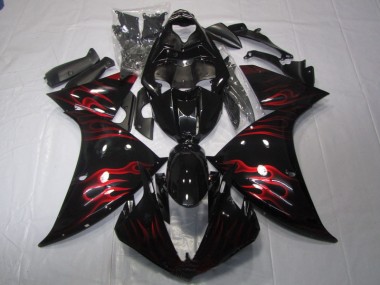 Preto Vermelho Chama Carenagem Moto Yamaha R1 09-11