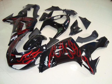 Preto Vermelho Chama Carenagem & Plástico Moto Kawasaki ZX10R 06-07