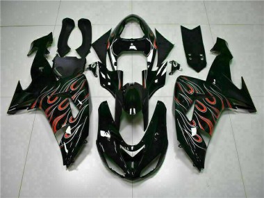 Preto Vermelho Chama Kit Carenagem Moto Kawasaki ZX10R 06-07