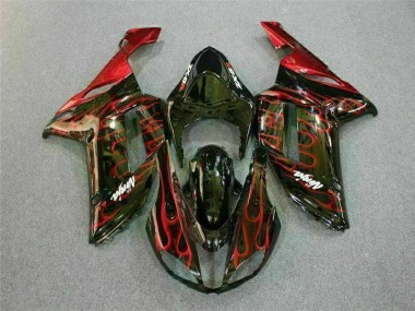 Preto Vermelho Chama Kit Carenagem Moto Kawasaki ZX6R 07-08
