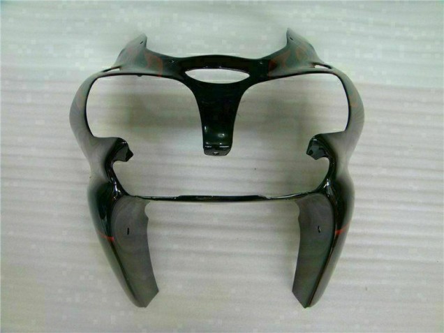 Preto Vermelho Chama Kit Completo Carenagem Moto Kawasaki ZX6R 00-02 Preto Vermelho Chama Kit Completo Carenagem Moto Kawasaki ZX6R 00-02