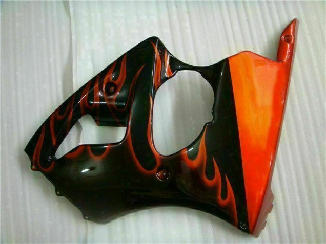 Preto Vermelho Chama Kit Completo Carenagem Moto Kawasaki ZX6R 00-02 Preto Vermelho Chama Kit Completo Carenagem Moto Kawasaki ZX6R 00-02