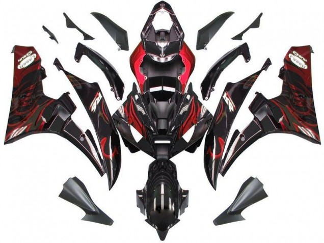 Preto Vermelho Chama Kits Completo Carenagem Moto Yamaha R6 06-07 Preto Vermelho Chama Kits Completo Carenagem Moto Yamaha R6 06-07
