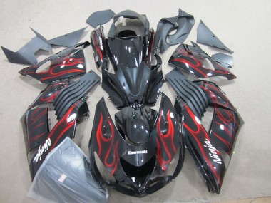 Preto Vermelho Chama Ninja Carenagem Moto Kawasaki ZX14R ZZR 1400 06-11