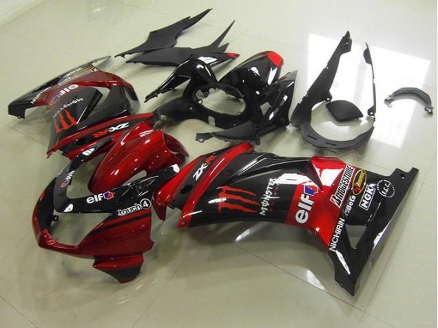 Preto Vermelho Monster Abs Motocicleta Plástico Kawasaki ZX 250R 08-12 Preto Vermelho Monster Abs Motocicleta Plástico Kawasaki ZX 250R 08-12