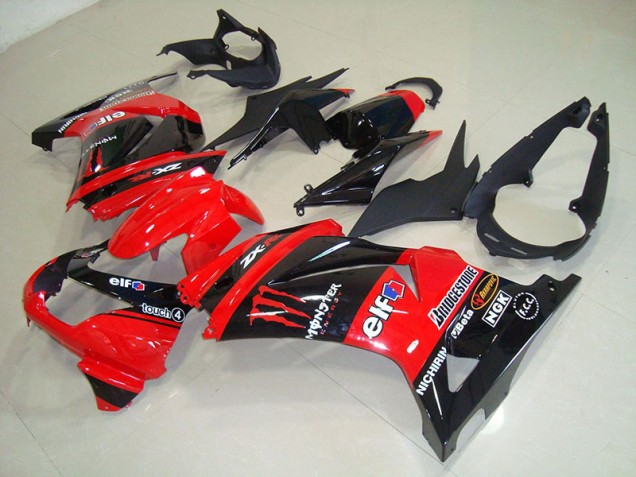 Preto Vermelho Monster Abs Motocicleta Plásticos Kawasaki ZX 250R 08-12 Preto Vermelho Monster Abs Motocicleta Plásticos Kawasaki ZX 250R 08-12
