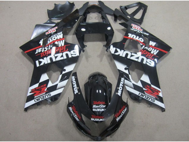 Preto Vermelho Telefumia Movistar Carenagem Moto Suzuki GSXR 600 K4 04-05 Preto Vermelho Telefumia Movistar Carenagem Moto Suzuki GSXR 600 K4 04-05