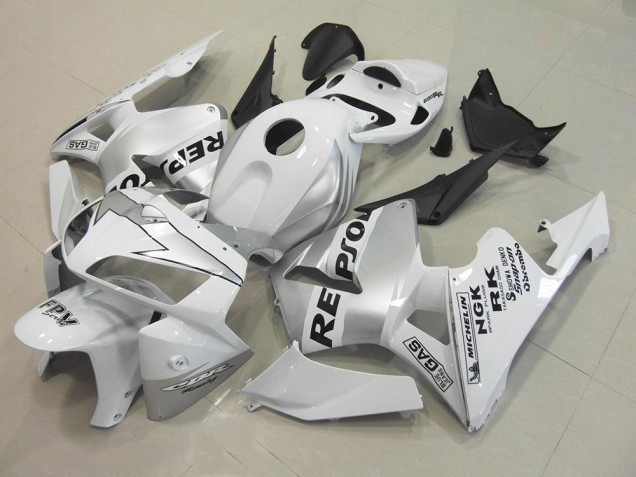 Repsol Branco Prata Carenagem Moto Honda CBR 600RR 05-06 Repsol Branco Prata Carenagem Moto Honda CBR 600RR 05-06
