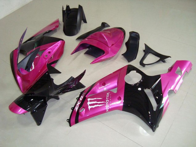 Rosa Preto Monster Carenagem Moto Kawasaki ZX6R 03-04 Rosa Preto Monster Carenagem Moto Kawasaki ZX6R 03-04
