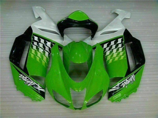 Verde Branco Ninja Carenagem Moto Kawasaki ZX6R 07-08 Verde Branco Ninja Carenagem Moto Kawasaki ZX6R 07-08