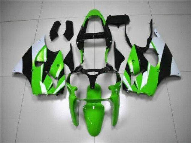 Verde Branco Preto Carenagem Moto Kawasaki ZX6R 00-02 Verde Branco Preto Carenagem Moto Kawasaki ZX6R 00-02