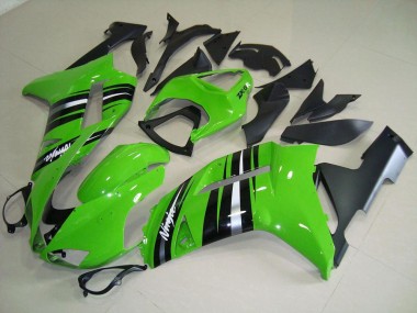 Verde & Prata Listra Carenagem Moto Kawasaki ZX6R 07-08