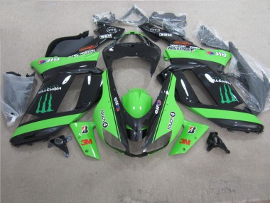 Verde Preto 3M Monster Carenagem Moto Kawasaki ZX6R 07-08