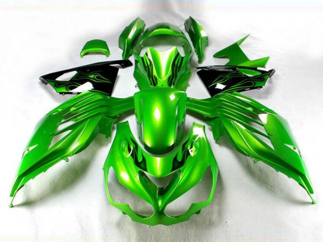 Verde Preto Carenagem Moto Kawasaki ZX14R ZZR 1400 12-21 Verde Preto Carenagem Moto Kawasaki ZX14R ZZR 1400 12-21