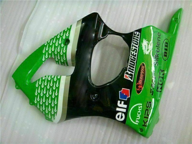 Verde Preto Carenagem Moto & Plástico Moto Kawasaki ZX6R 00-02 Verde Preto Carenagem Moto & Plástico Moto Kawasaki ZX6R 00-02
