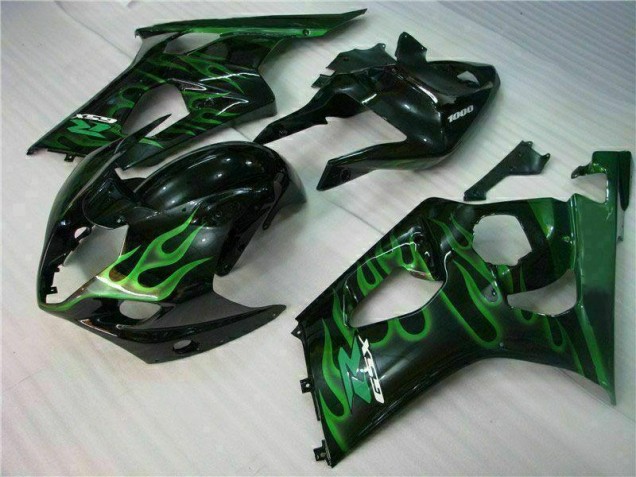 Verde Preto Carenagem Moto Suzuki GSXR 1000 K3 03-04 Verde Preto Carenagem Moto Suzuki GSXR 1000 K3 03-04