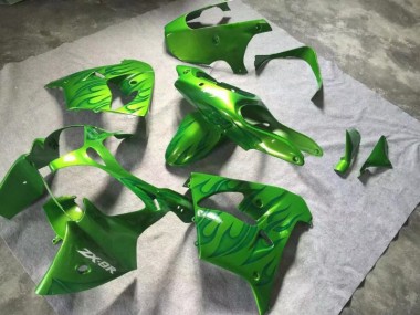Verde Verde Chama Carenagem Moto Kawasaki ZX9R 00-01