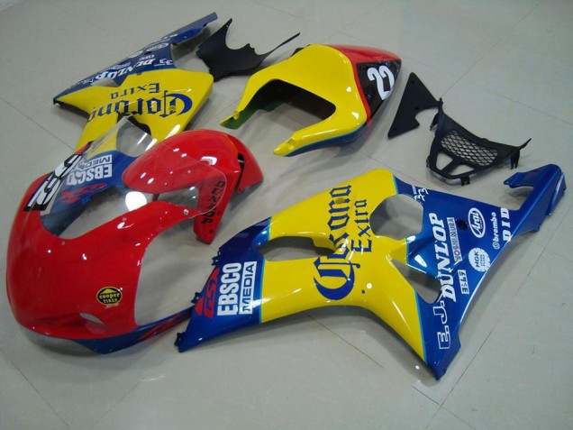 Vermelho Amarelo Azul Corona Corrida Carenagem Moto Suzuki GSXR 1000 K1 00-02 Vermelho Amarelo Azul Corona Corrida Carenagem Moto Suzuki GSXR 1000 K1 00-02