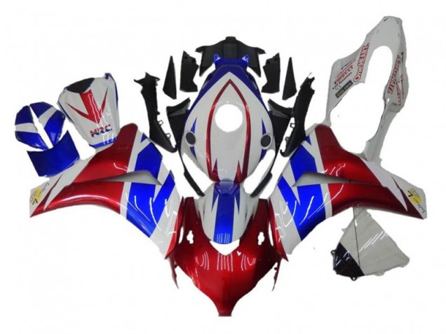 Vermelho Azul Branco Carenagem Moto Honda CBR 600RR 09-12 Vermelho Azul Branco Carenagem Moto Honda CBR 600RR 09-12