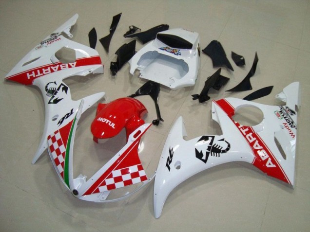 Vermelho Branco Abs Moto Plástico Yamaha R6 03-05 Vermelho Branco Abs Moto Plástico Yamaha R6 03-05