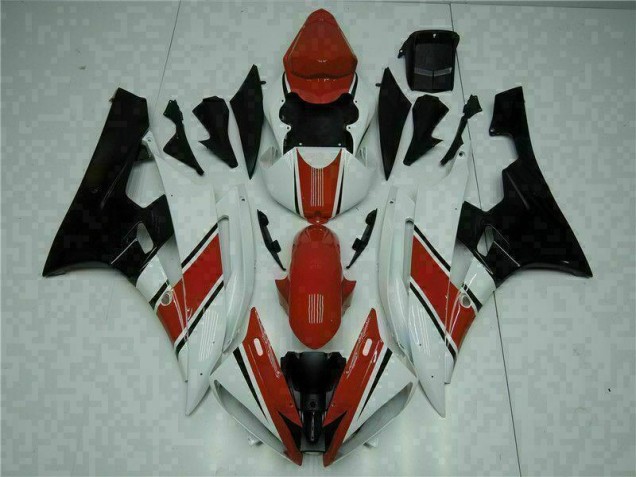 Vermelho Branco Abs Moto Plástico Yamaha R6 06-07 Vermelho Branco Abs Moto Plástico Yamaha R6 06-07