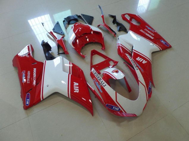 Vermelho & Branco Air Carenagem Moto Ducati 848 1098 1198 07-14
