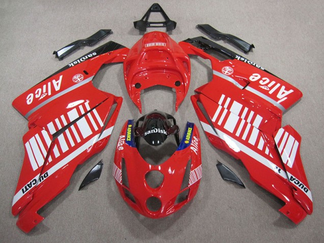 Vermelho Branco Alice Sandisk Carenagem Moto Ducati 749 05-06