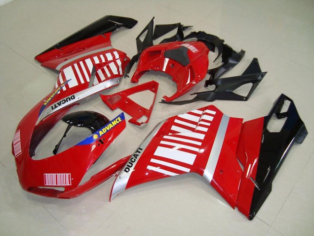Vermelho Branco Carenagem Moto Ducati 848 1098 1198 07-14 Vermelho Branco Carenagem Moto Ducati 848 1098 1198 07-14