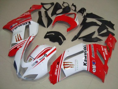 Vermelho & Branco Carenagem Moto Kawasaki ZX6R 07-08