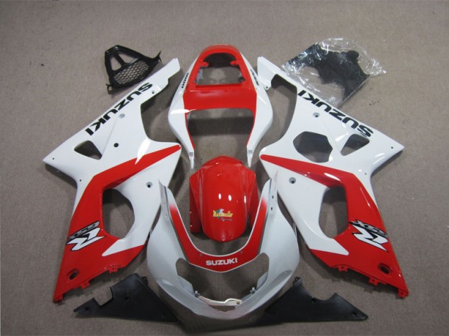 Vermelho Branco Carenagem Moto Suzuki GSXR 1000 K3 03-04 Vermelho Branco Carenagem Moto Suzuki GSXR 1000 K3 03-04