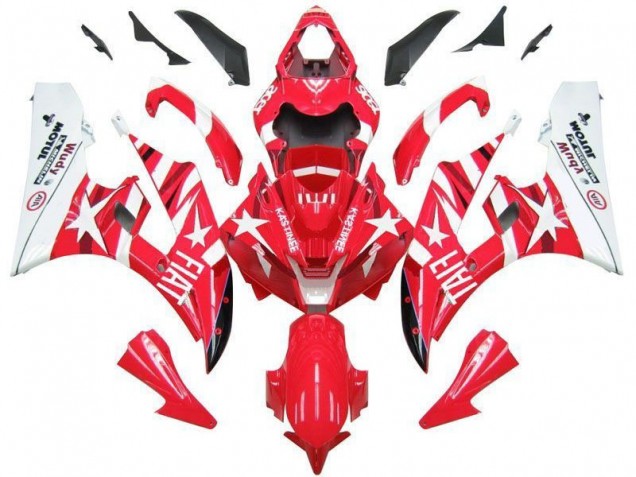 Vermelho Branco Estrela Fiat Carenagem Moto Yamaha R6 06-07 Vermelho Branco Estrela Fiat Carenagem Moto Yamaha R6 06-07