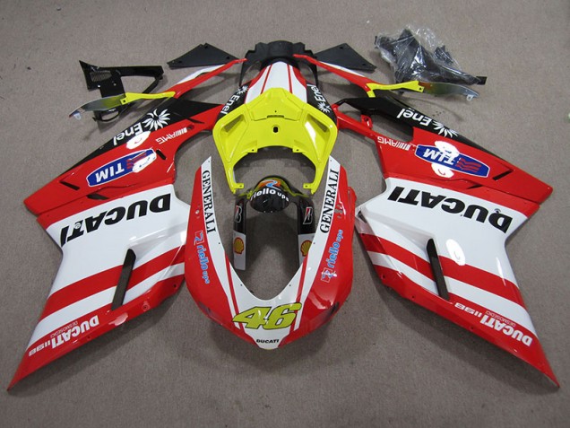 Vermelho Branco Generali 46 Carenagem Moto Ducati 1098 07-14 Vermelho Branco Generali 46 Carenagem Moto Ducati 1098 07-14